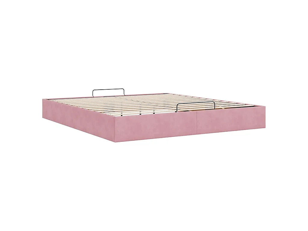 Ottoman bedframe zonder matras 180x200 cm fluweel roze