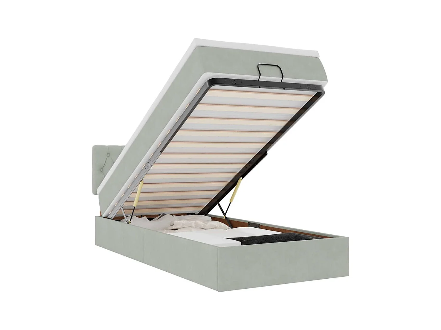 Ottoman bed met matras 90x200cm fluweel lichtgrijs