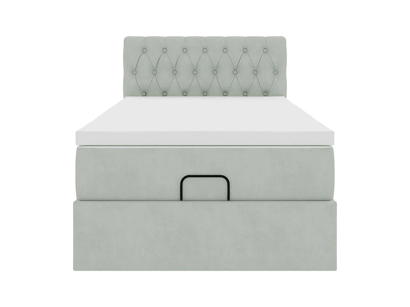 Ottoman bed met matras 90x200cm fluweel lichtgrijs