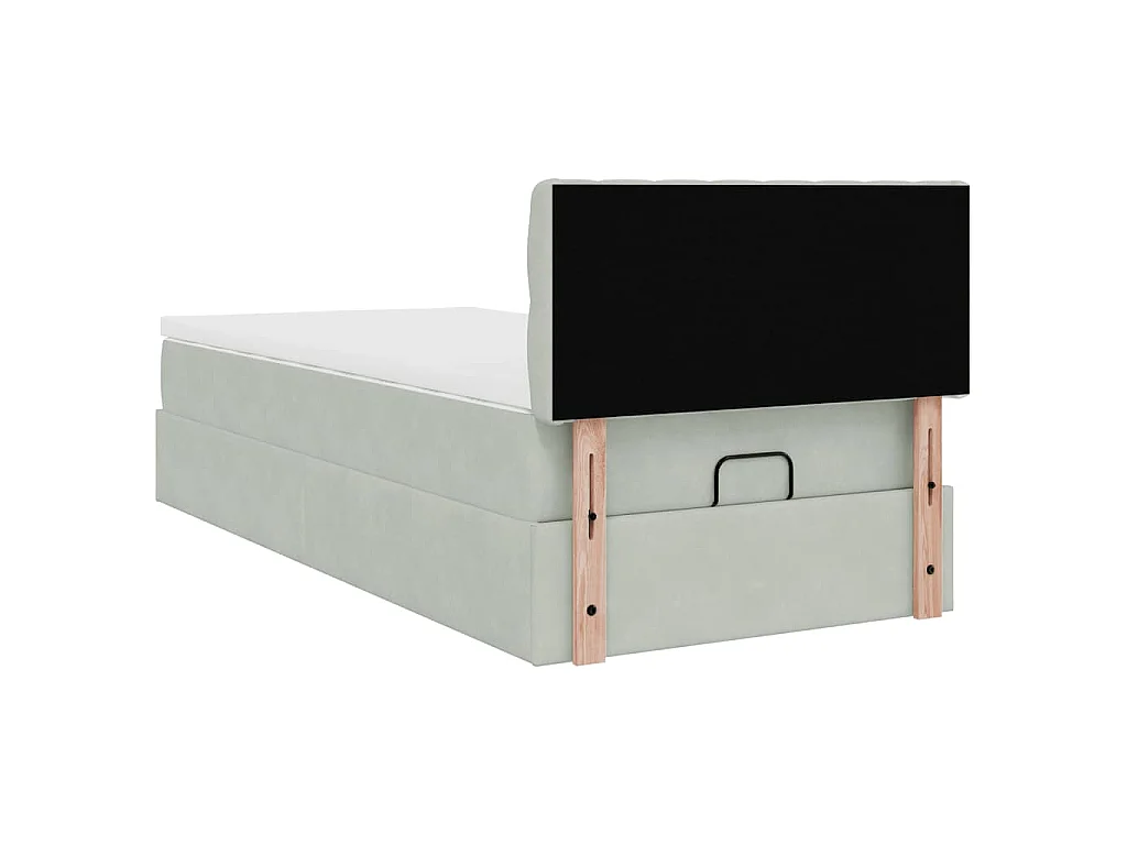 Estructura cama otomana colchón terciopelo gris claro 90x200cm