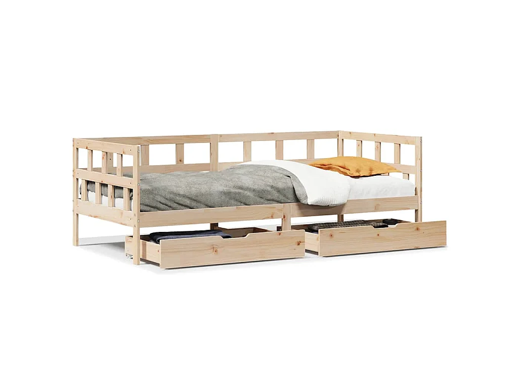 Lit de jour avec tiroirs sans matelas 90x190 cm bois massif