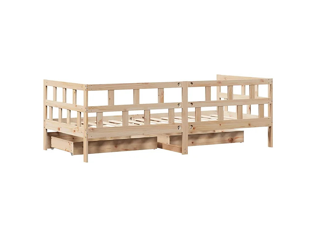 Lit de jour avec tiroirs sans matelas 90x190 cm bois massif