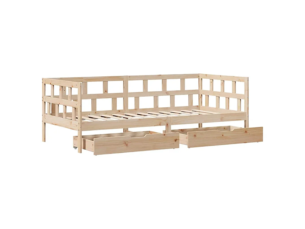 Lit de jour avec tiroirs sans matelas 90x190 cm bois massif