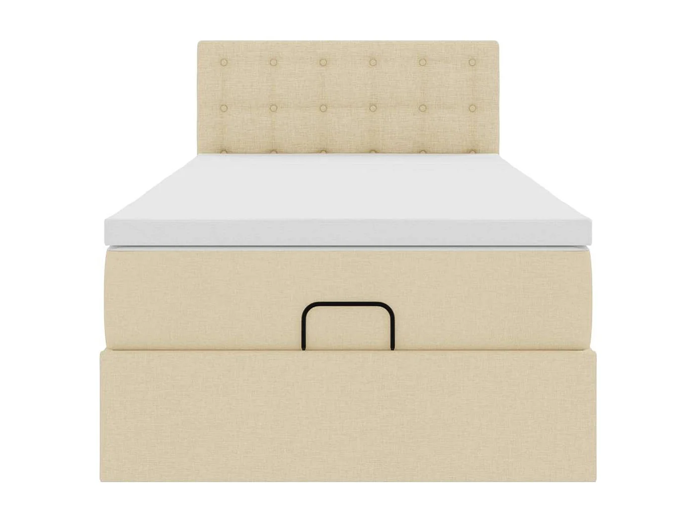 Pouf Letto con Materasso e LED Crema 90x200 cm in Tessuto
