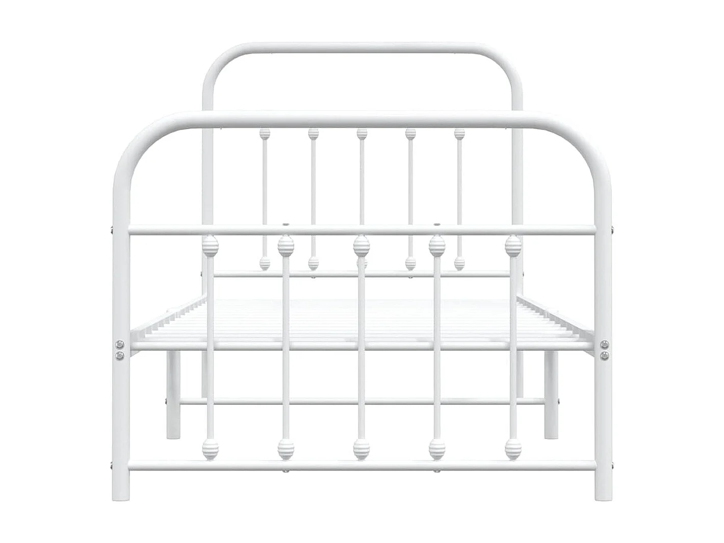 Cadre de lit métal sans matelas avec pied de lit blanc 90x200cm