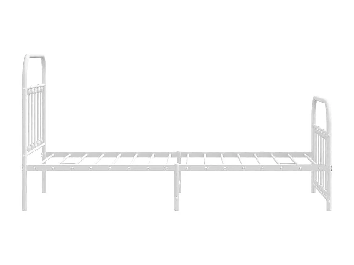 Cadre de lit métal sans matelas avec pied de lit blanc 90x200cm