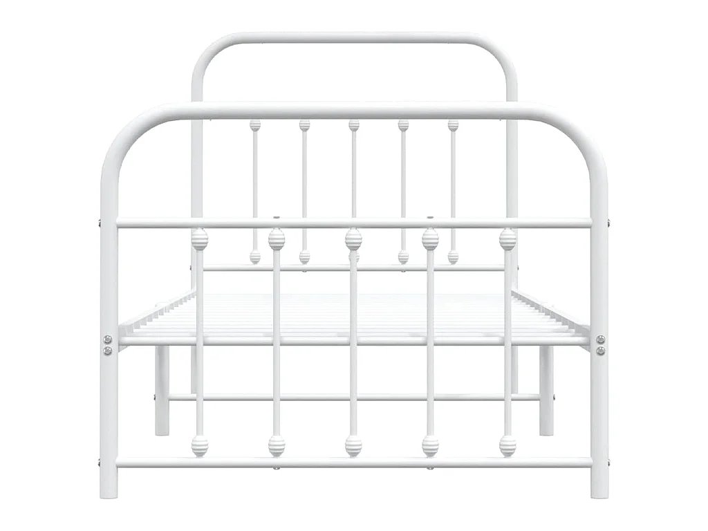 Cadre de lit métal sans matelas avec pied de lit blanc 90x200cm