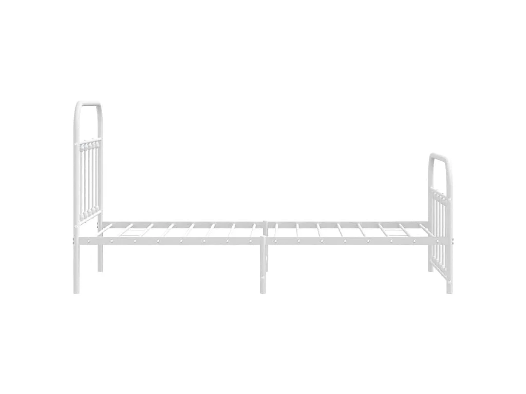 Cadre de lit métal sans matelas avec pied de lit blanc 90x200cm