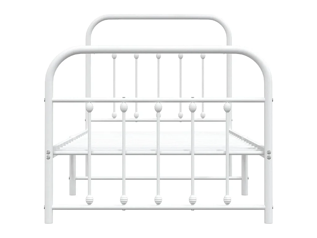 Cadre de lit métal sans matelas avec pied de lit blanc 90x200cm