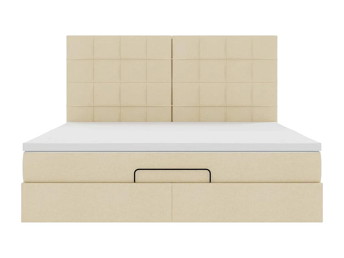 Cadre de lit ottoman avec matelas crème 160x200 cm tissu