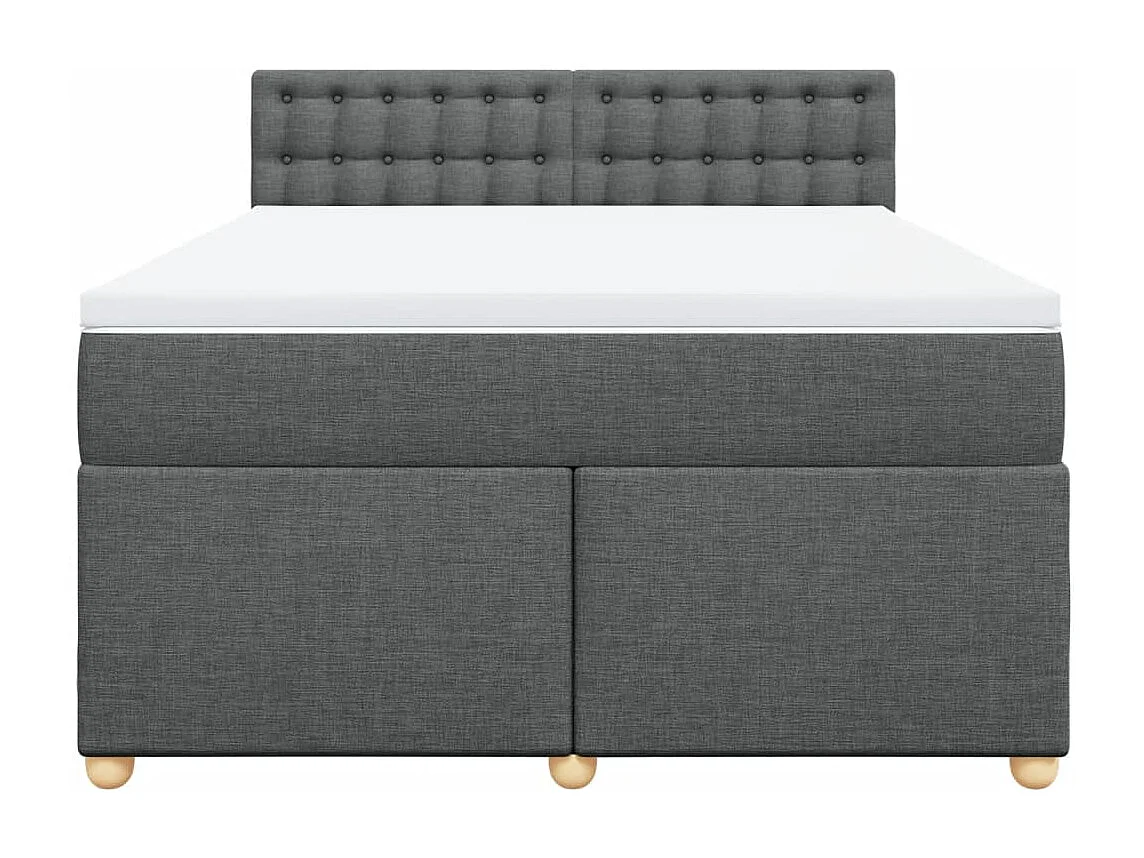 Cama box spring con colchón tela gris oscuro 140x200 cm