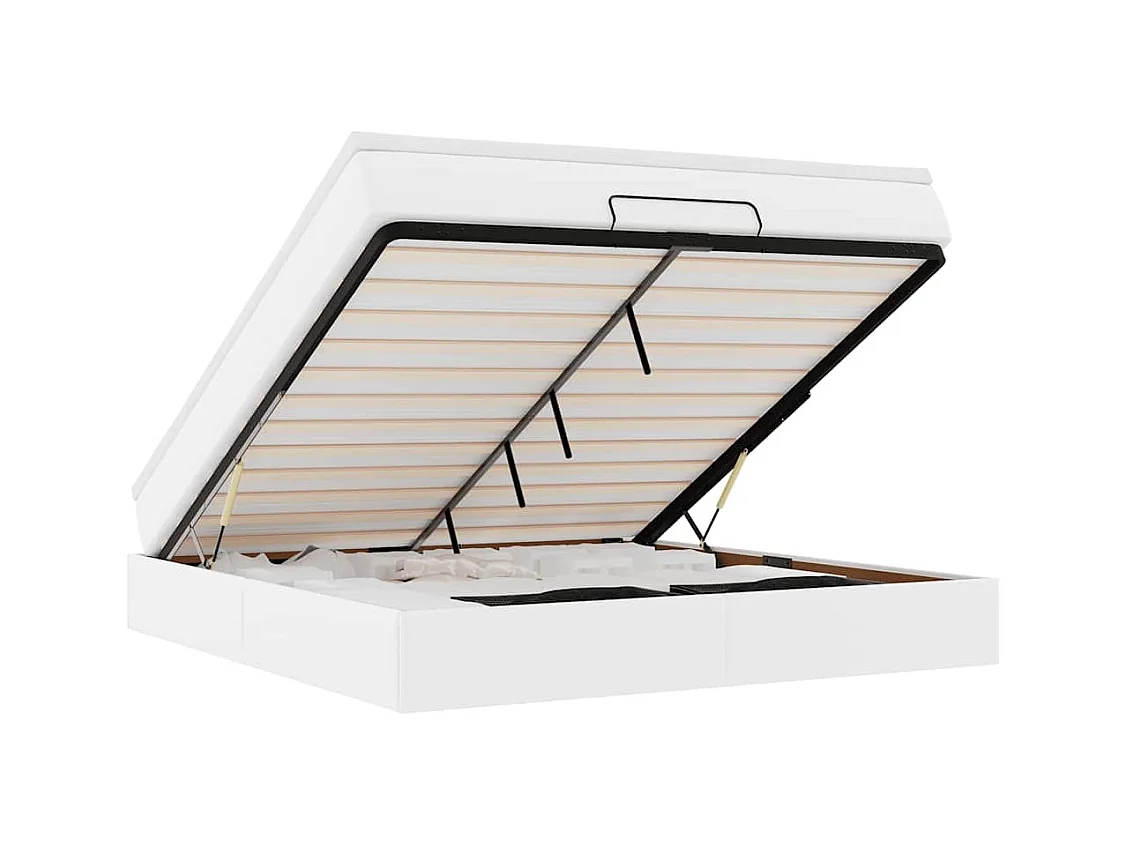 Ottoman-Bett mit Matratze Weiß 180x200 cm Kunstleder