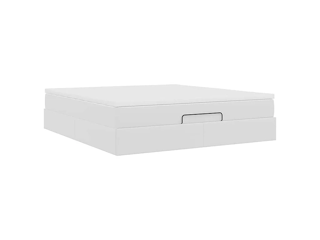Estructura cama otomana colchón cuero sintético blanco