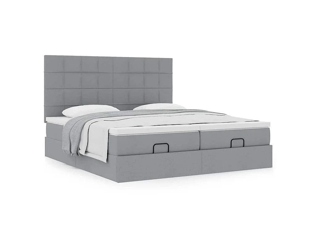 Estructura de cama otomana colchones tela gris claro 180x200cm