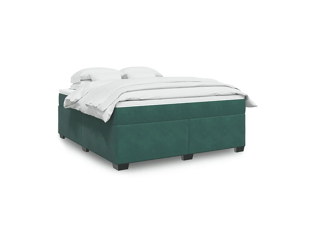 Boxspringbett mit Matratze Dunkelgrün 180x200 cm Samt