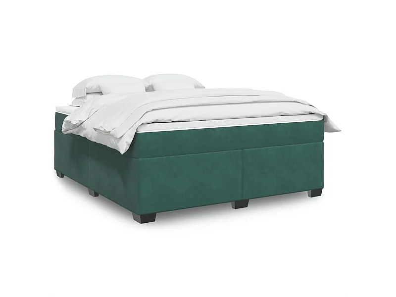 Boxspringbett mit Matratze Dunkelgrün 180x200 cm Samt