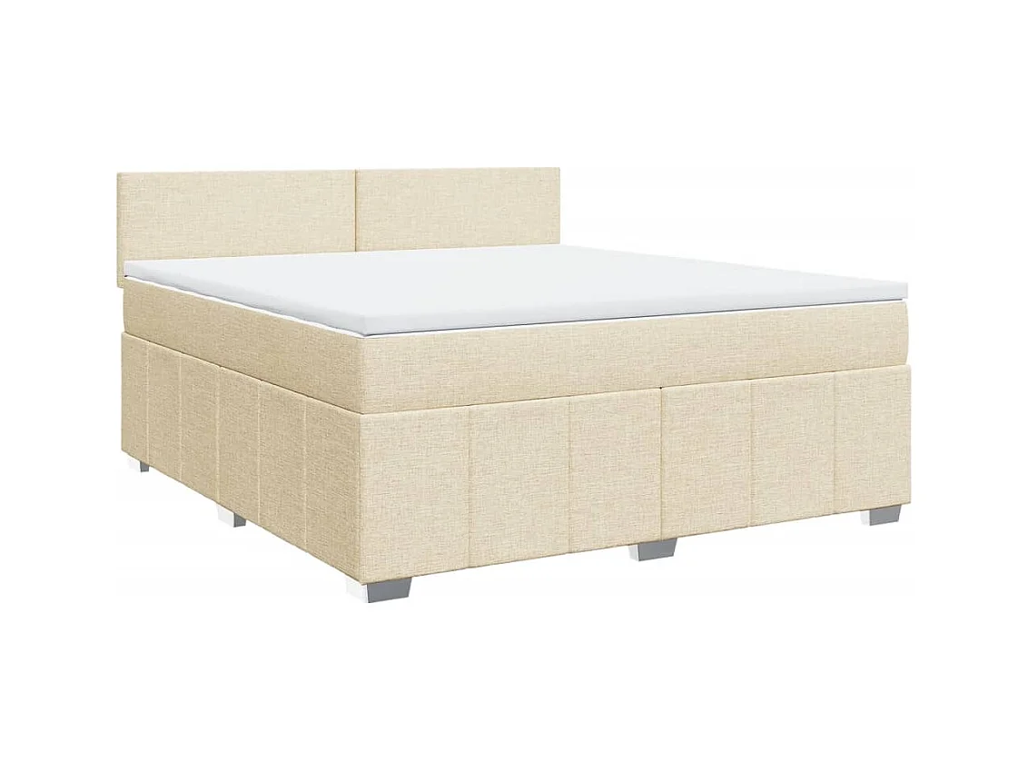 Sommier à lattes de lit avec matelas Crème 180x200 cm Tissu