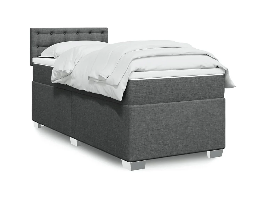 Giroletto a Molle con Materasso Grigio Scuro 90x190 cm Tessuto