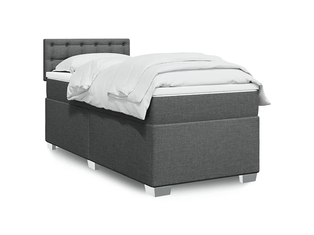 Boxspring met matras stof donkergrijs 90x190 cm