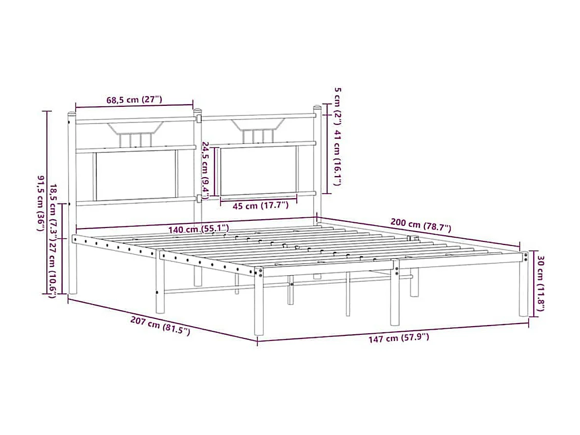 Bedframe zonder matras bewerkt hout bruin eikenkleur 140x200 cm
