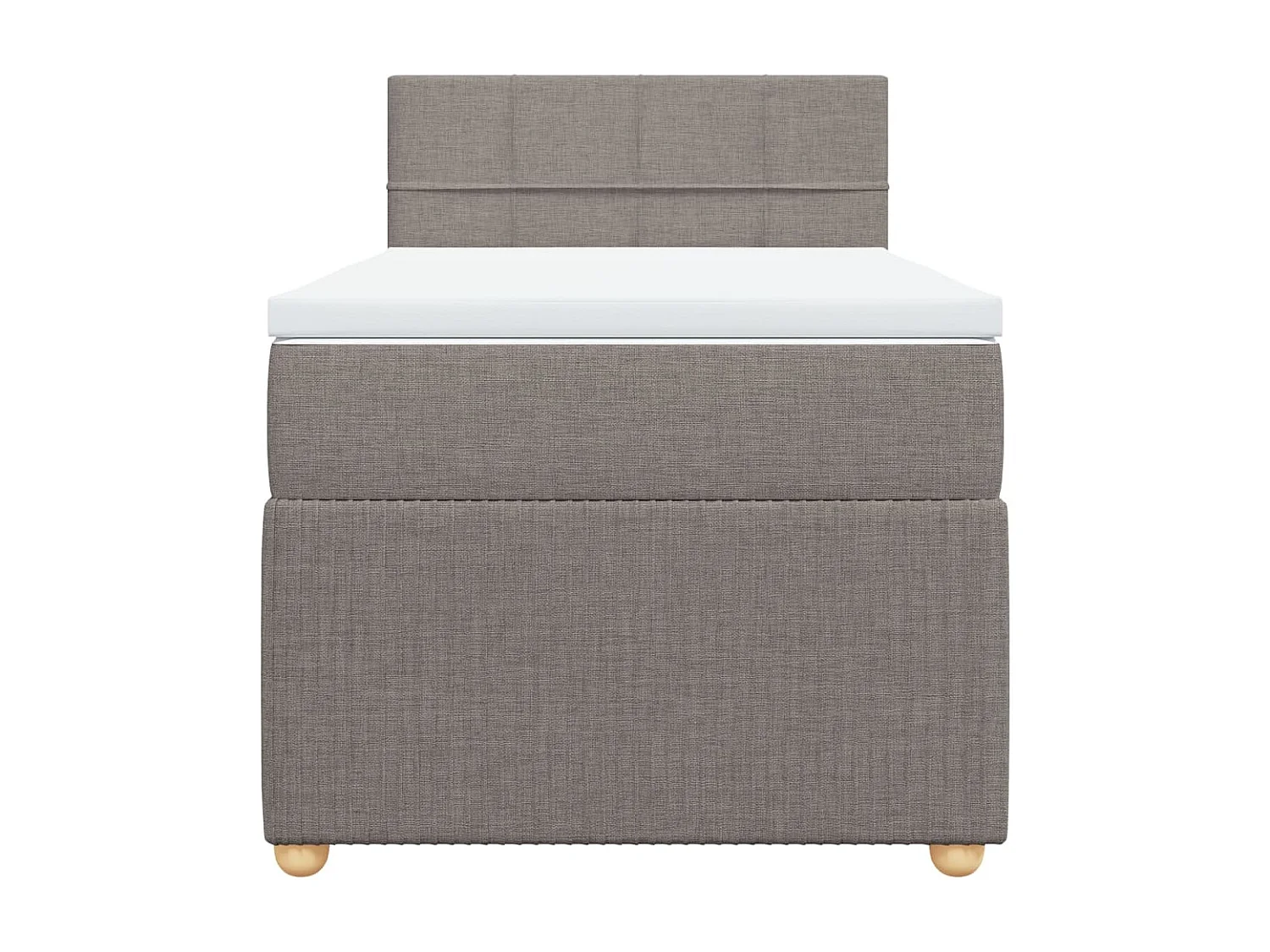 Cama box spring con colchón tela gris taupe 90x200 cm