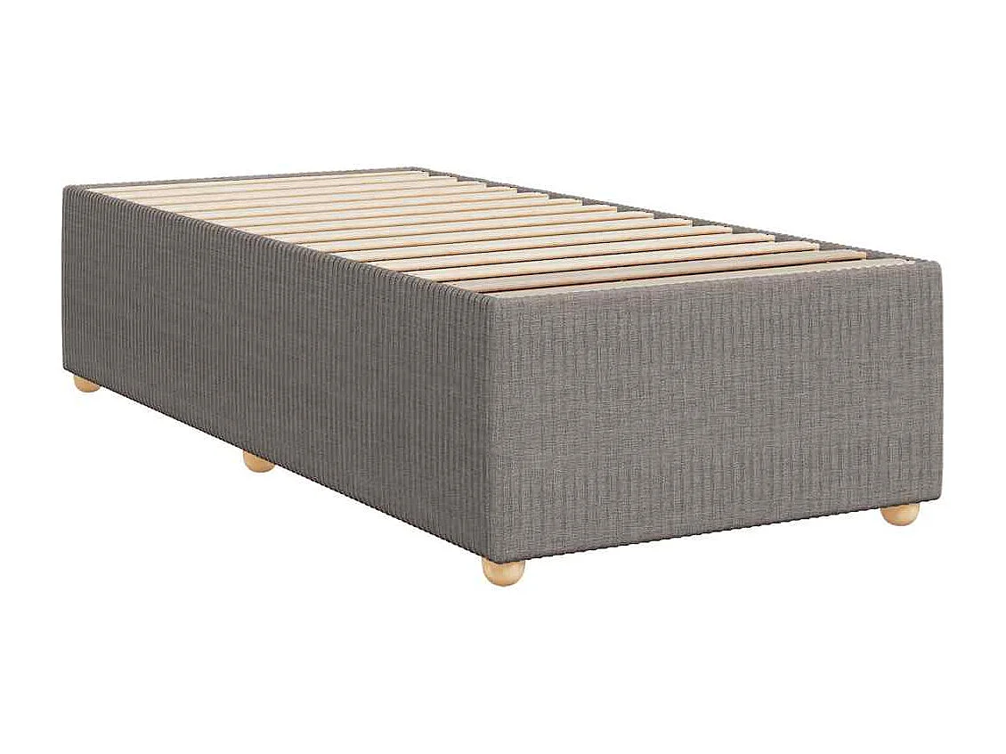 Cama box spring con colchón tela gris taupe 90x200 cm