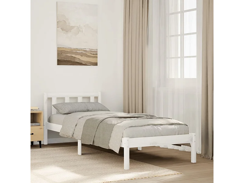 Bedframe extra lang zonder matras grenenhout wit 90x220 cm