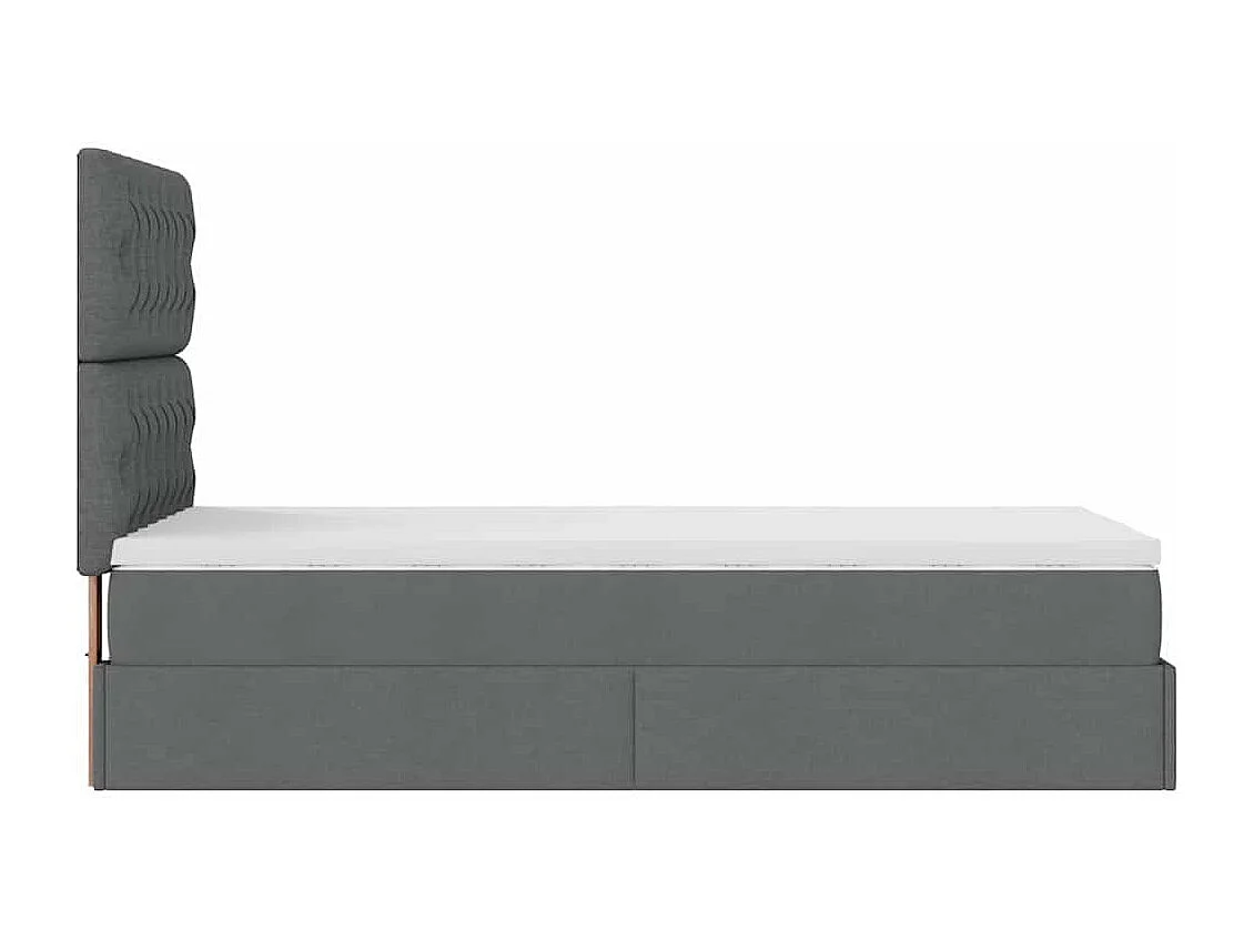 Pouf Letto con Materasso Grigio Scuro 90x200 cm in Tessuto
