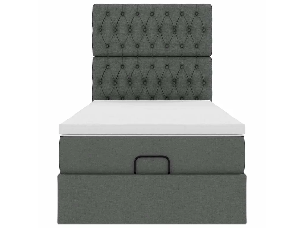 Cama otomana com colchão 90x200 cm tecido cinzento escuro