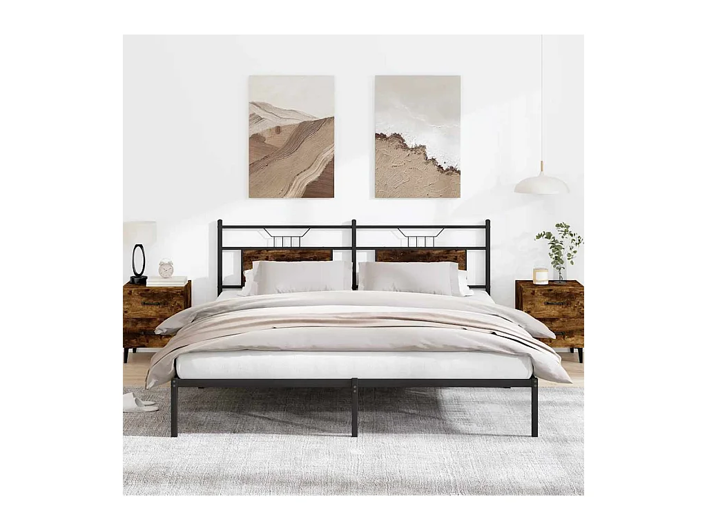 Cadre de lit sans matelas chêne fumé 160x200 cm bois ingénierie