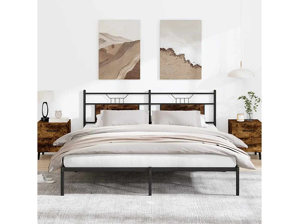 Cadre de lit sans matelas chêne fumé 160x200 cm bois ingénierie