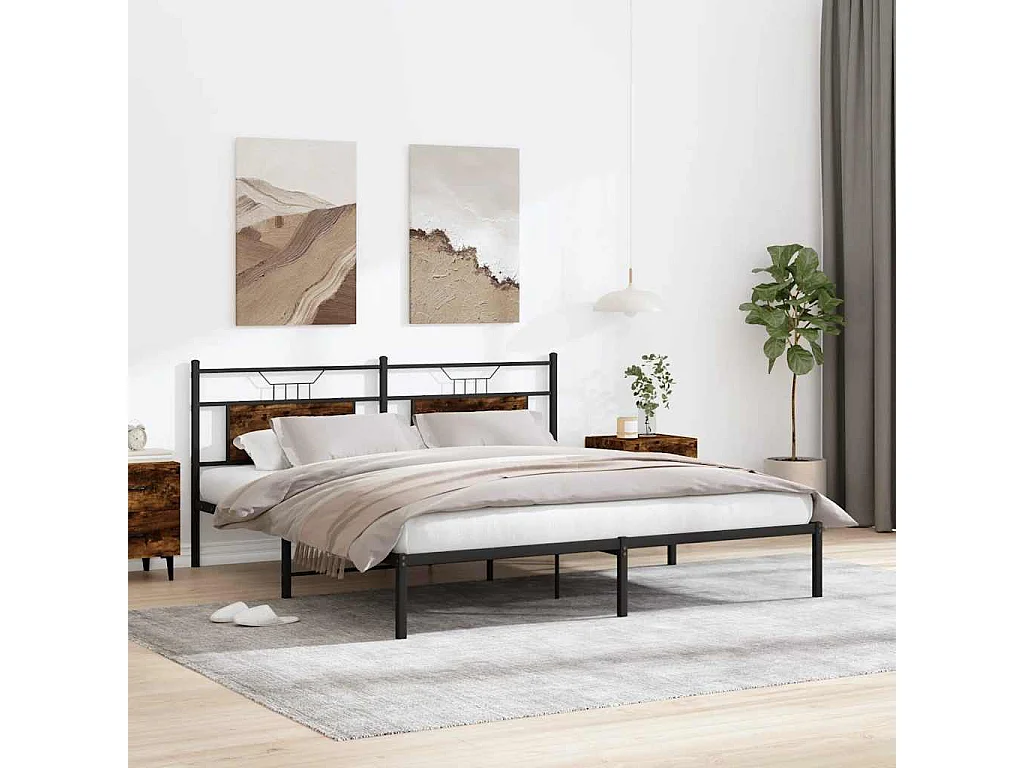 Cadre de lit sans matelas chêne fumé 160x200 cm bois ingénierie