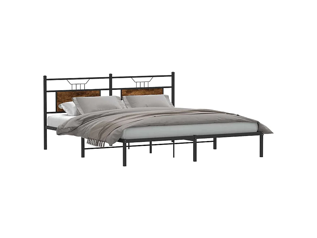 Cadre de lit sans matelas chêne fumé 160x200 cm bois ingénierie