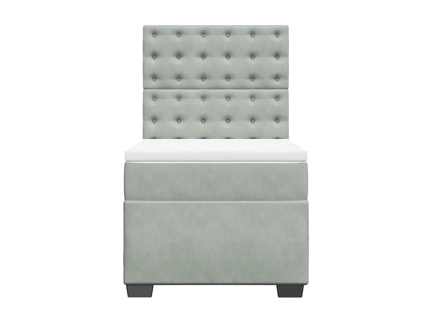 Boxspringbett mit Matratze Hellgrau 90x200 cm Samt