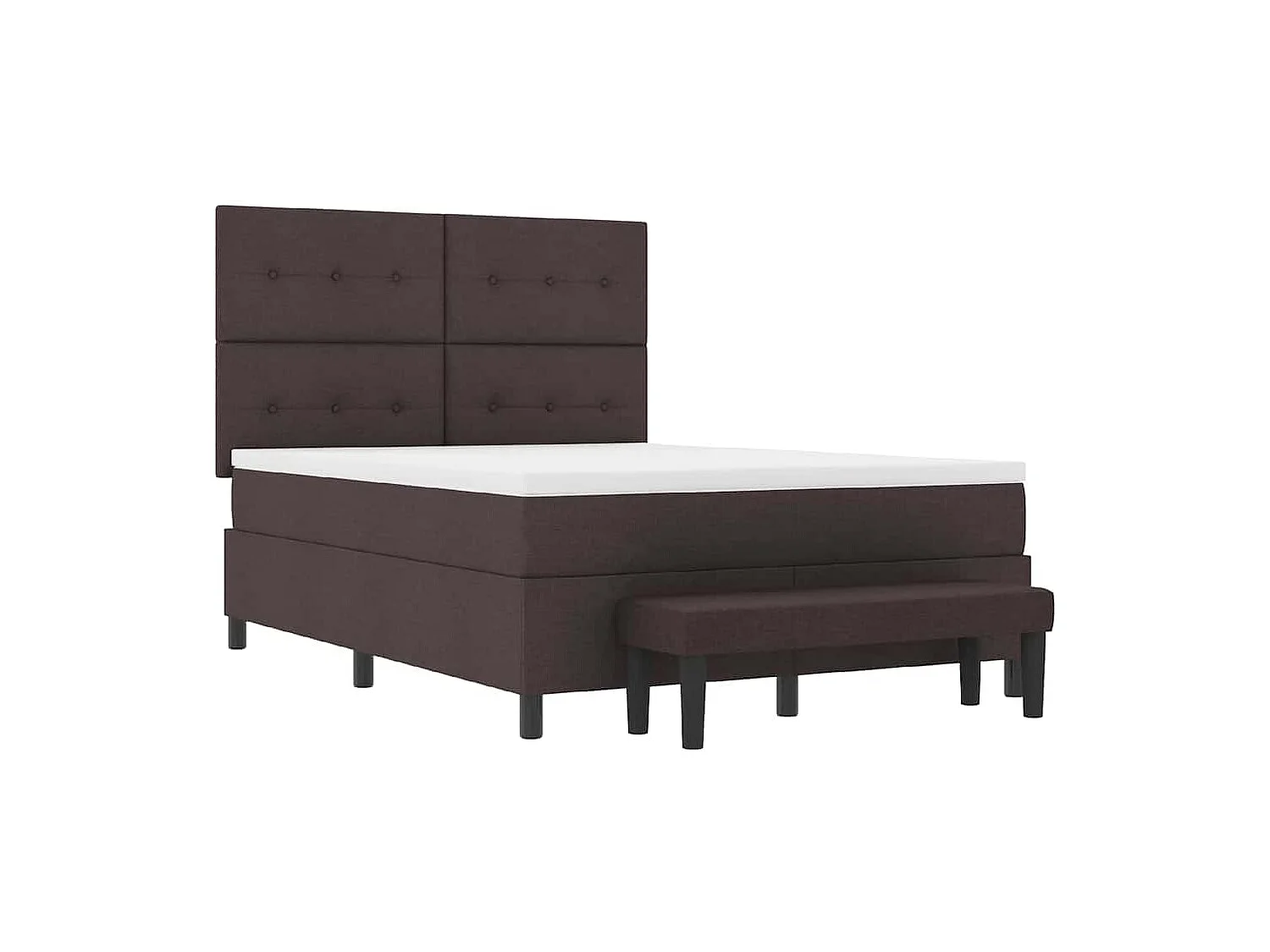 Cama Box com colchão Marrom Escuro 140 x 200 cm tecido