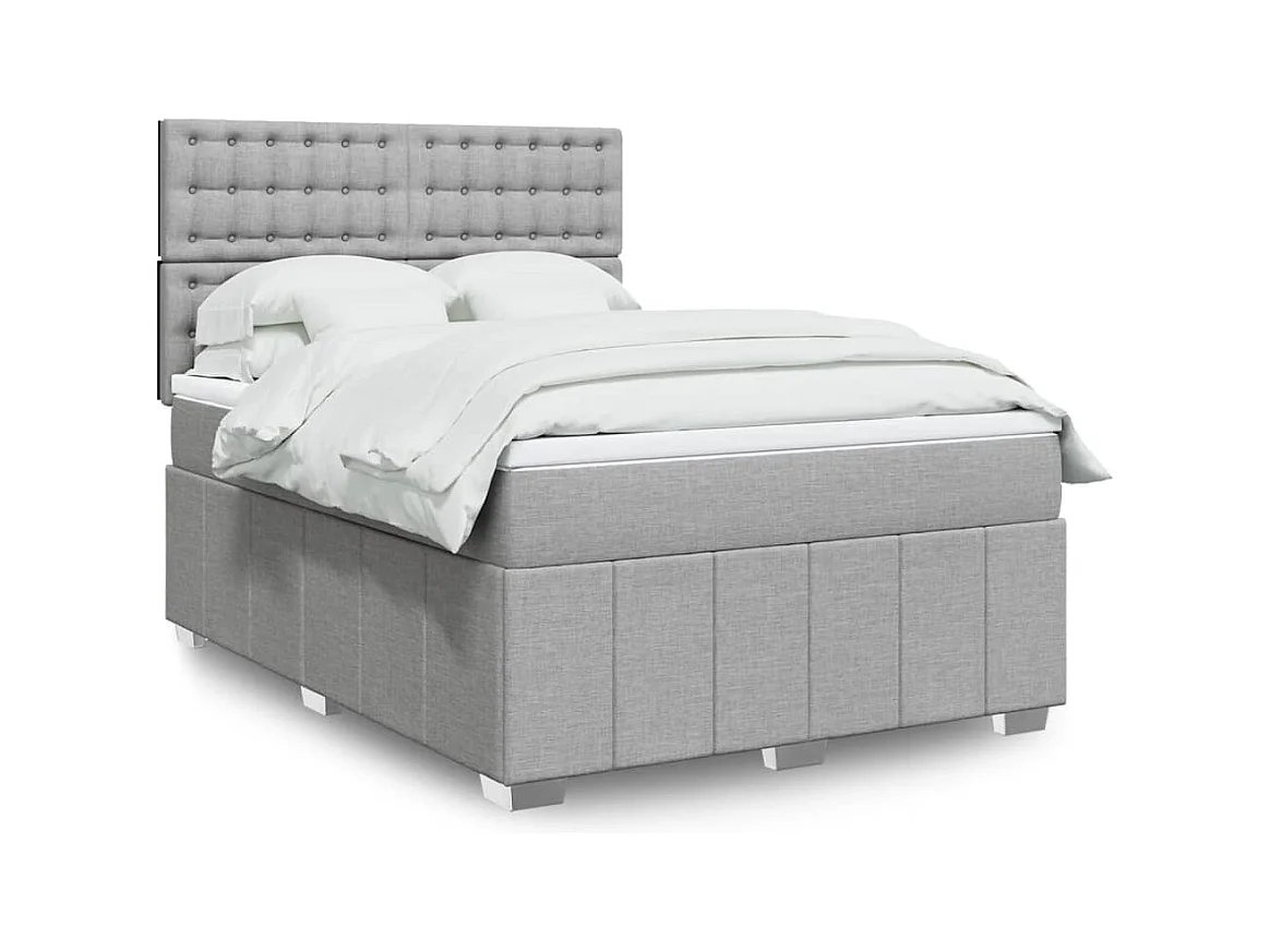 Sommier à lattes de lit avec matelas Gris clair 160x200cm Tissu
