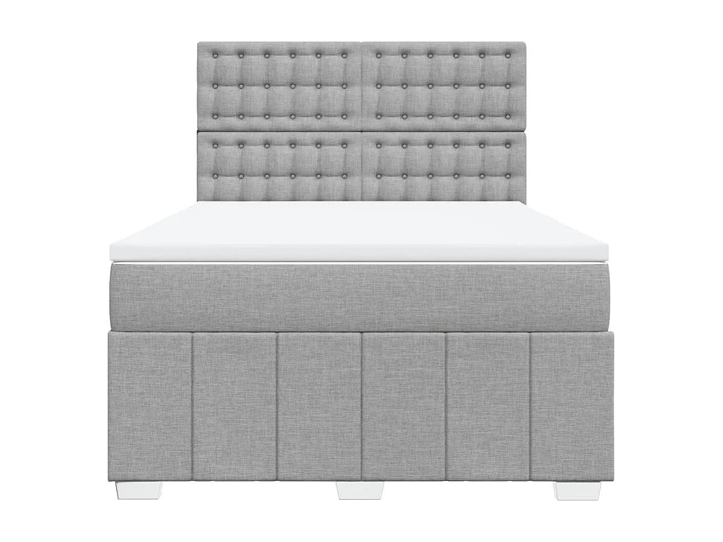 Cama box spring con colchón tela gris claro 160x200 cm