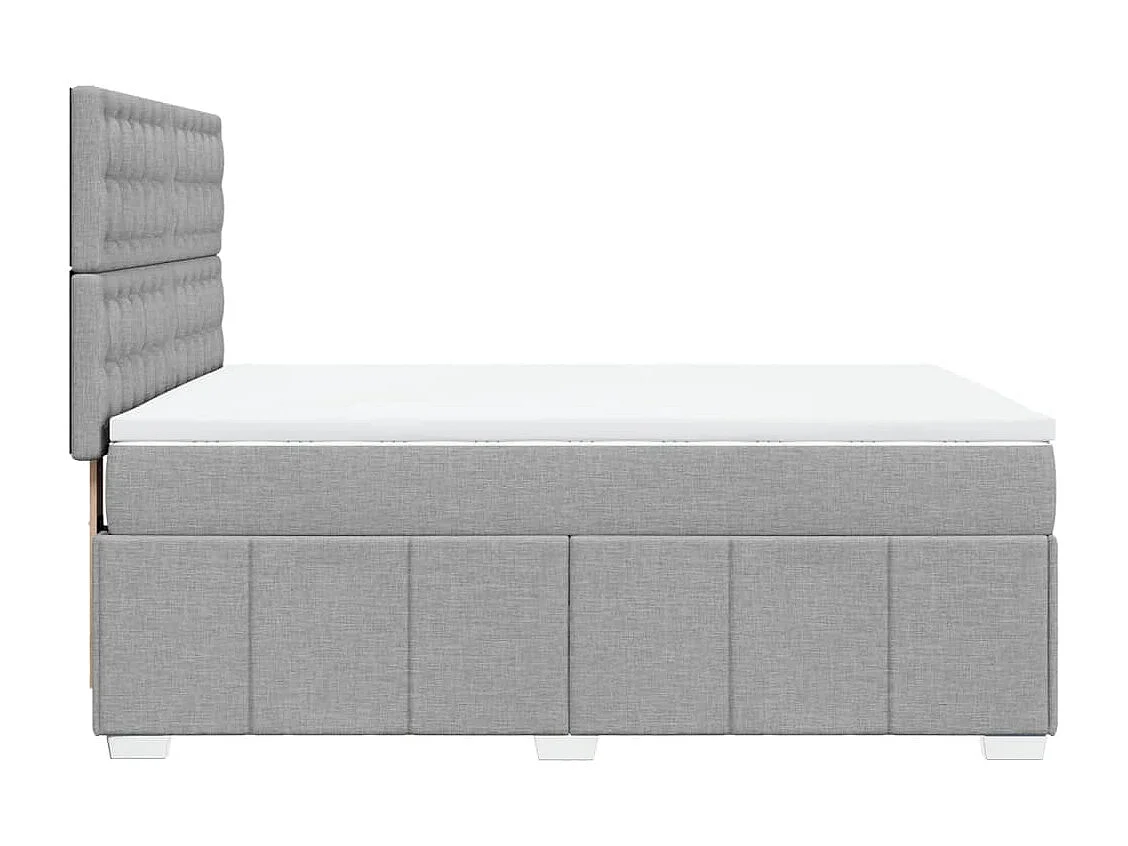 Cama box spring con colchón tela gris claro 160x200 cm