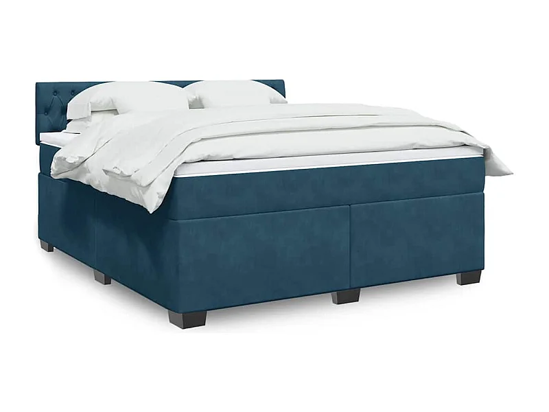 Boxspring met matras fluweel blauw 180x200 cm