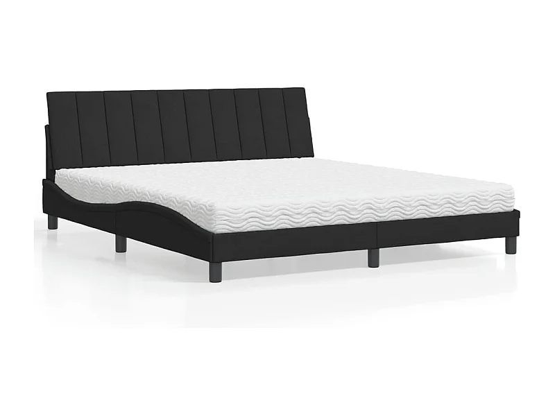 Bed met matras "Hanko" fluweel zwart 180x200 cm