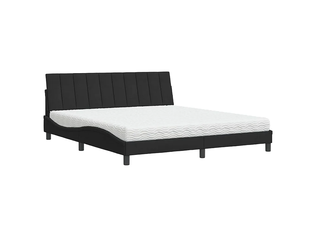 Bed met matras "Hanko" fluweel zwart 180x200 cm
