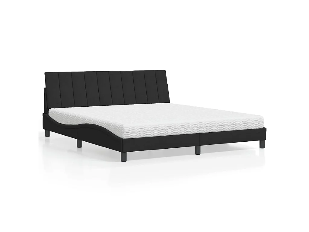 Bed met matras "Hanko" fluweel zwart 180x200 cm