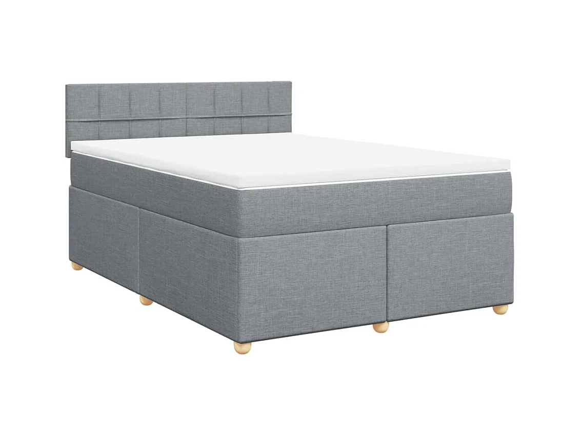Boxspringbett mit Matratze Hellgrau 140x190 cm Stoff