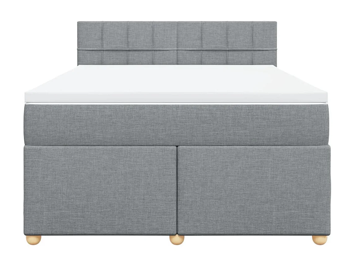 Cama box spring con colchón tela gris claro 140x190 cm