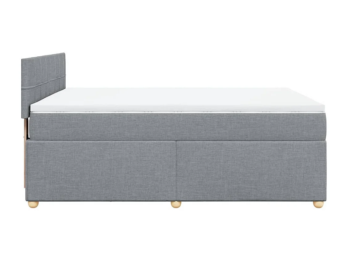 Cama box spring con colchón tela gris claro 140x190 cm