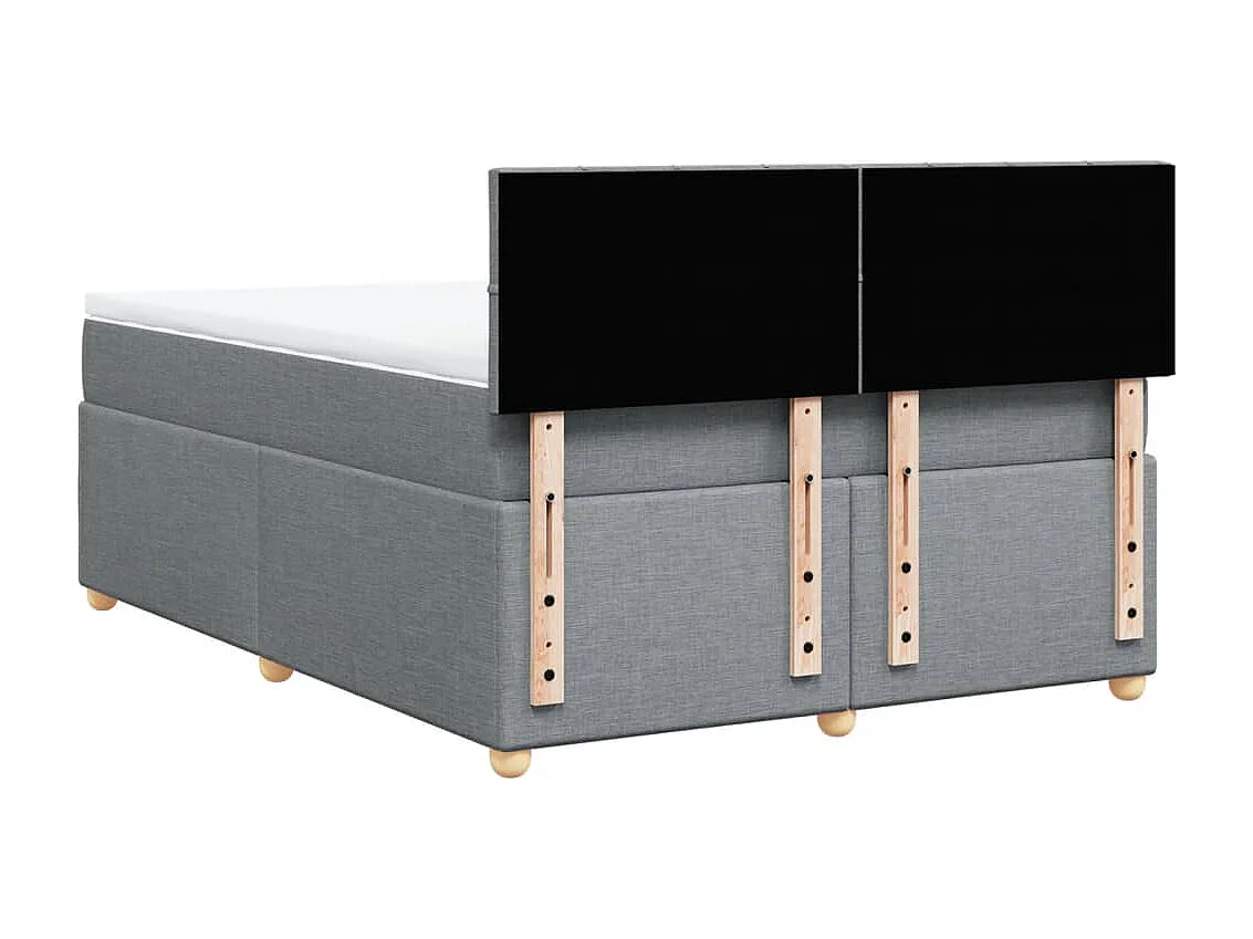 Cama box spring con colchón tela gris claro 140x190 cm