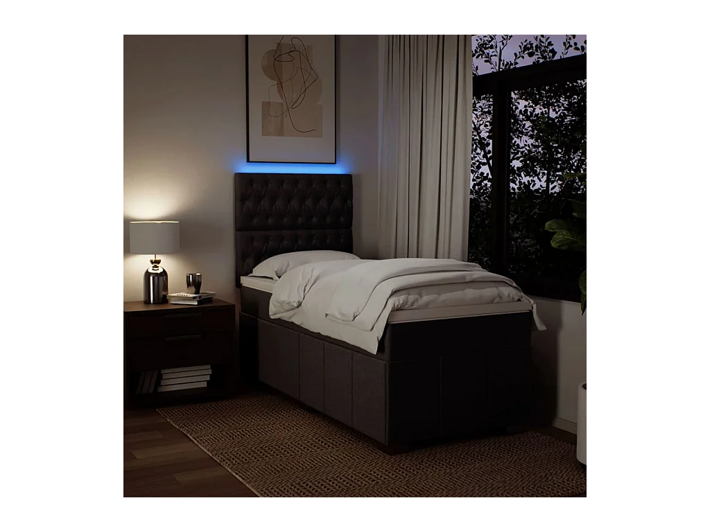 Boxspringbett mit Matratze Dunkelbraun 100x200 cm Stoff