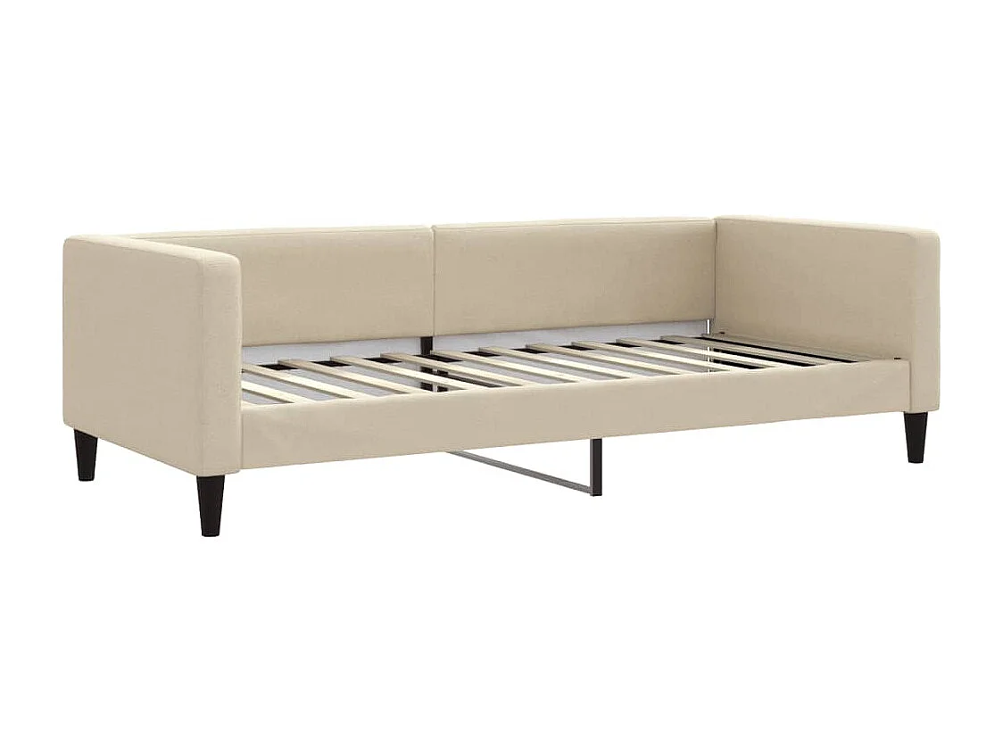 Divano Letto Estraibile con Cassetti Crema 90x200 cm in Tessuto