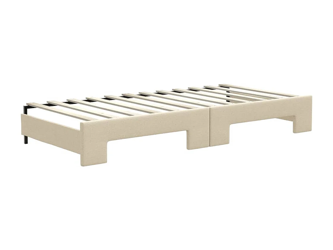 Divano Letto Estraibile con Cassetti Crema 90x200 cm in Tessuto