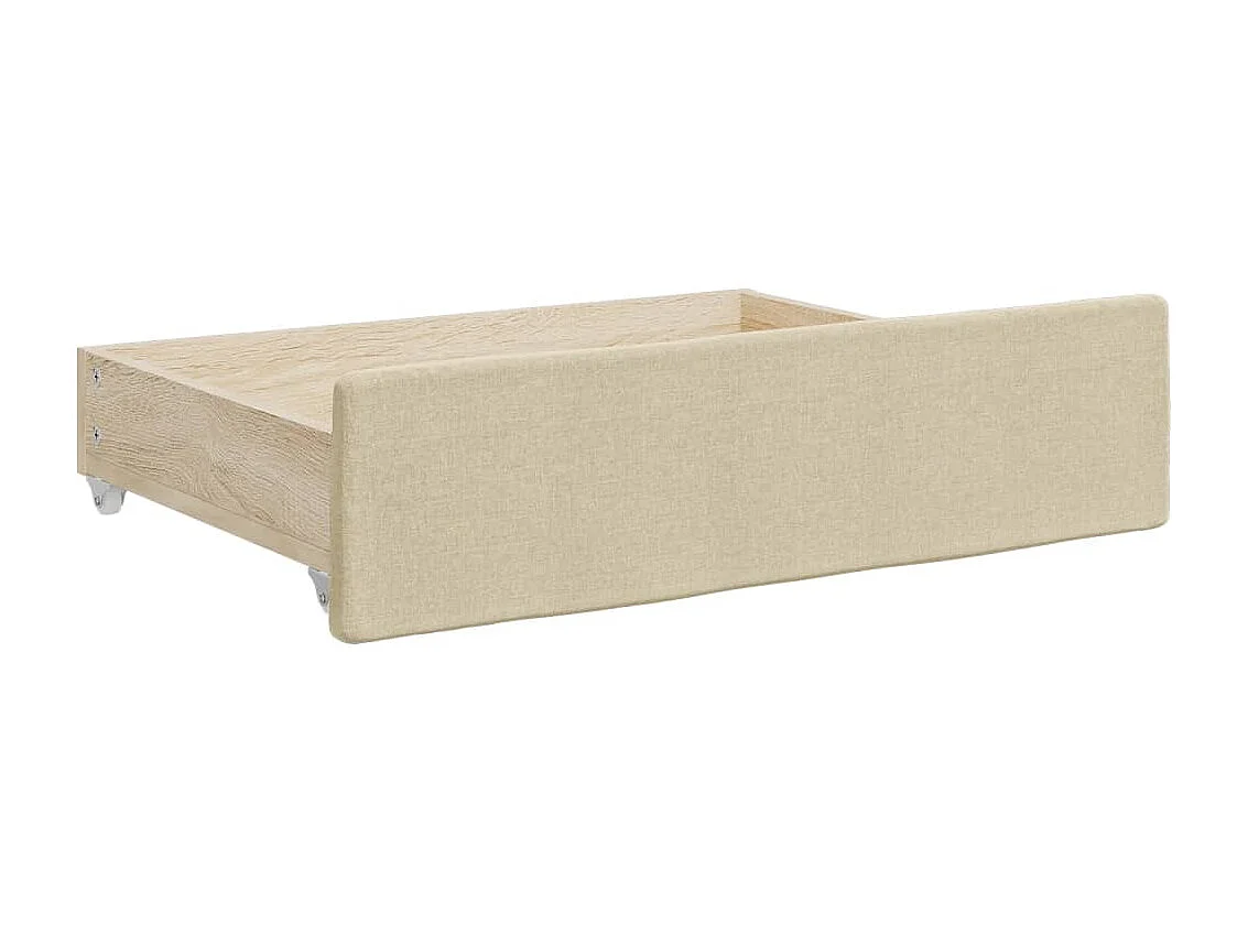Divano Letto Estraibile con Cassetti Crema 90x200 cm in Tessuto
